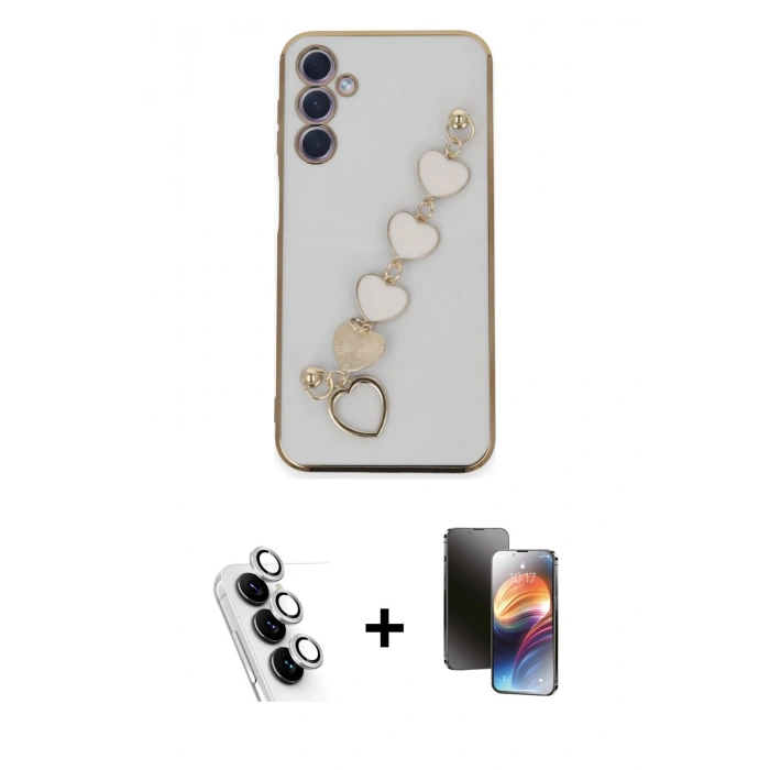 MARSİLYAN™- Galaxy A24 4G Kılıf Nova Işık Prime - Siyah 3D Antistatik Mat Seramik Nano Ekran Koruyucu + Valdez Metal Kamera Lens - GS