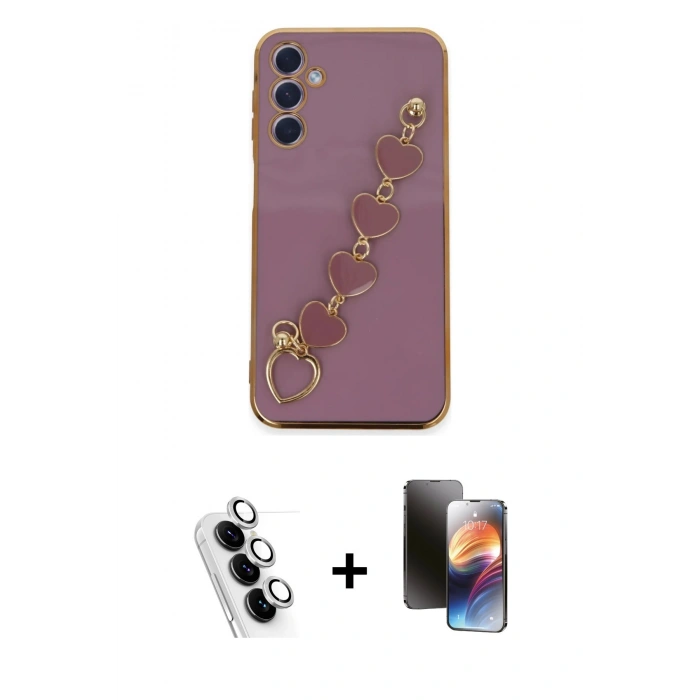 MARSİLYAN™- Galaxy A24 4G Kılıf Nova Işık Prime - Siyah 3D Antistatik Mat Seramik Nano Ekran Koruyucu + Valdez Metal Kamera Lens - GS