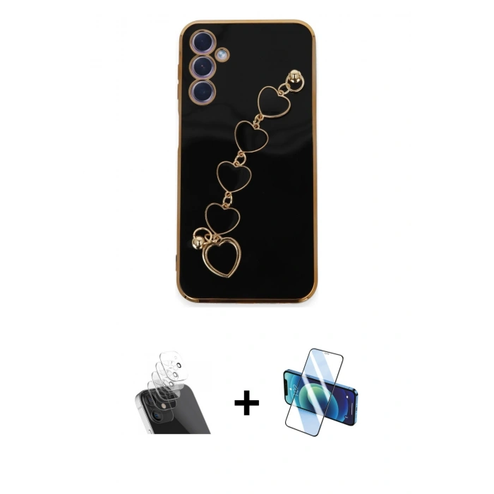 MARSİLYAN™- Galaxy A24 4G Kılıf Nova Işık Prime - Siyah 3D Antistatik Seramik Nano Ekran Koruyucu + Kamera Lens Koruma Cam - SF