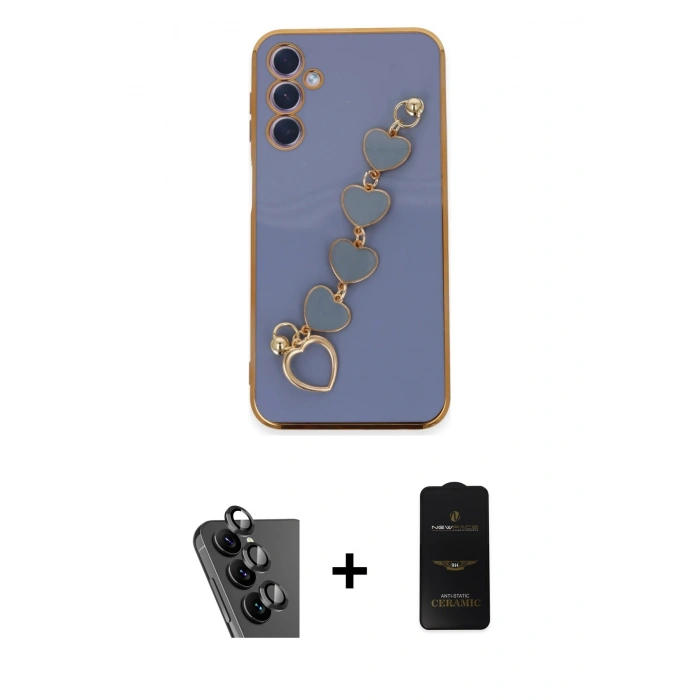 MARSİLYAN™- Galaxy A24 4G Kılıf Nova Işık Prime - Siyah 6D Antistatik Mat Seramik Hayalet Nano Ekran Koruyucu + Valdez Metal Kamera Lens - SH