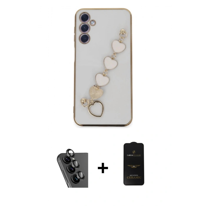 MARSİLYAN™- Galaxy A24 4G Kılıf Nova Işık Prime - Siyah 6D Antistatik Mat Seramik Hayalet Nano Ekran Koruyucu + Valdez Metal Kamera Lens - SH