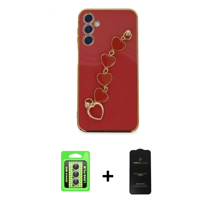 MARSİLYAN™- Galaxy A24 4G Kılıf Nova Işık Prime - Siyah 6D Antistatik Mat Seramik Hayalet Nano Ekran Koruyucu + Gümüş Raze Metal Kamera Lens