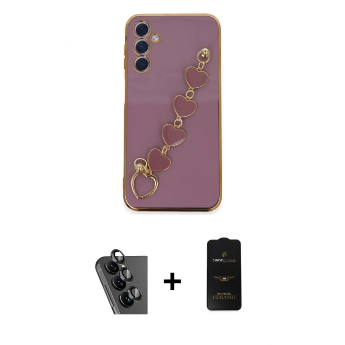 MARSİLYAN™- Galaxy A24 4G Kılıf Nova Işık Prime - Siyah 6D Antistatik Mat Seramik Hayalet Nano Ekran Koruyucu + Valdez Metal Kamera Lens - SH