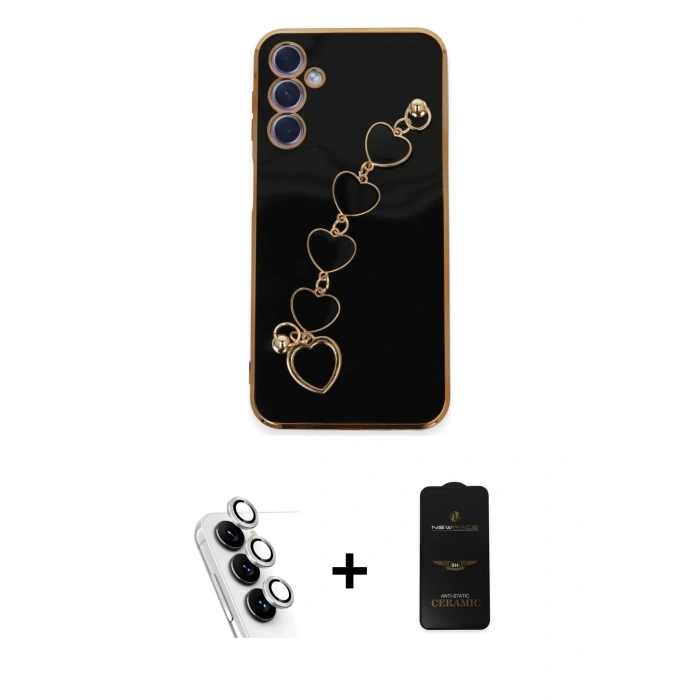 MARSİLYAN™- Galaxy A24 4G Kılıf Nova Işık Prime - Siyah 6D Antistatik Mat Seramik Hayalet Nano Ekran Koruyucu + Valdez Metal Kamera Lens - GS