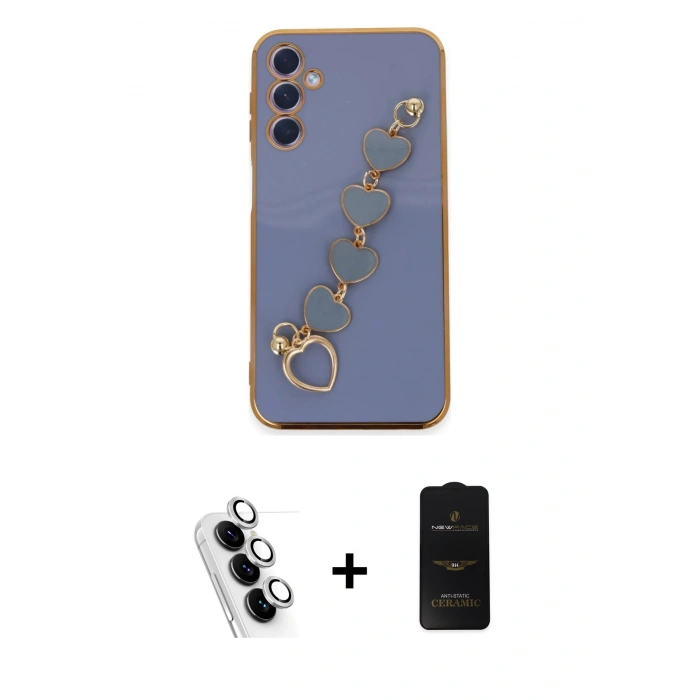MARSİLYAN™- Galaxy A24 4G Kılıf Nova Işık Prime - Siyah 6D Antistatik Mat Seramik Hayalet Nano Ekran Koruyucu + Valdez Metal Kamera Lens - GS