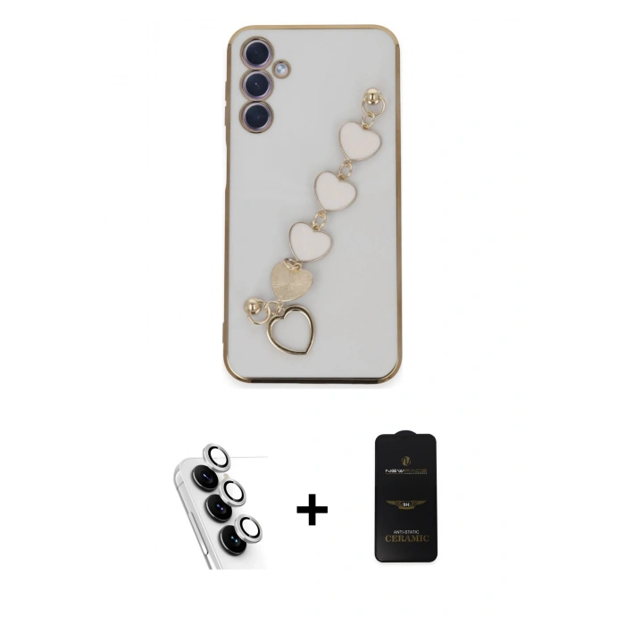 MARSİLYAN™- Galaxy A24 4G Kılıf Nova Işık Prime - Siyah 6D Antistatik Mat Seramik Hayalet Nano Ekran Koruyucu + Valdez Metal Kamera Lens - GS