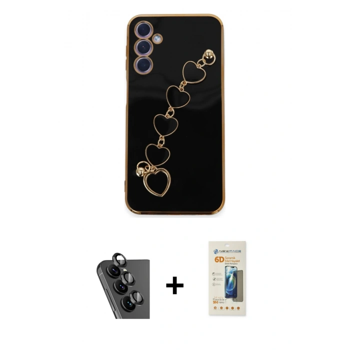 MARSİLYAN™- Galaxy A24 4G Kılıf Nova Işık Prime - Siyah 6D Mat Seramik Hayalet Nano Ekran Koruyucu + Valdez Metal Kamera Lens - SH