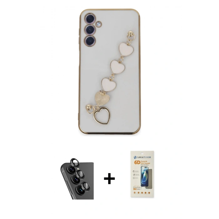 MARSİLYAN™- Galaxy A24 4G Kılıf Nova Işık Prime - Siyah 6D Mat Seramik Hayalet Nano Ekran Koruyucu + Valdez Metal Kamera Lens - SH