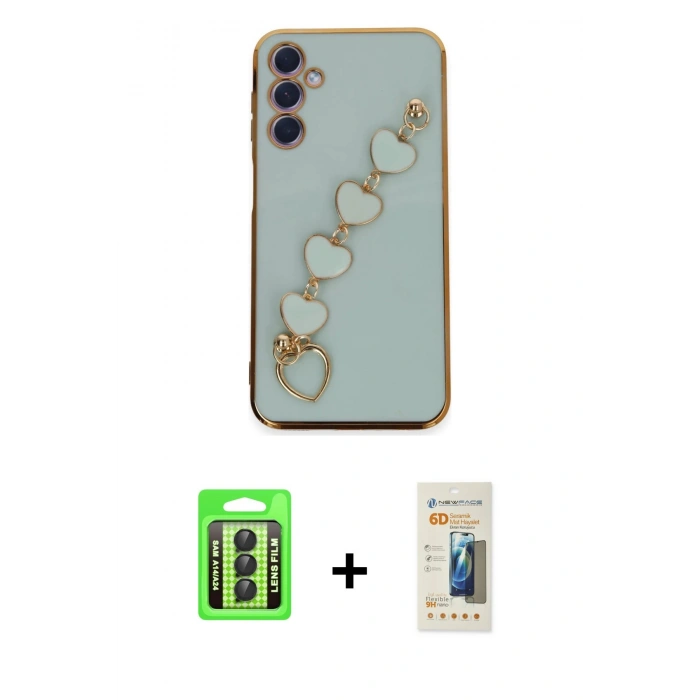 MARSİLYAN™- Galaxy A24 4G Kılıf Nova Işık Prime - Siyah 6D Mat Seramik Hayalet Nano Ekran Koruyucu + Raze Metal Kamera Lens - SH