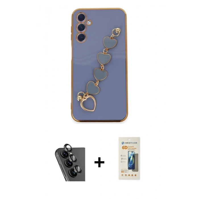 MARSİLYAN™- Galaxy A24 4G Kılıf Nova Işık Prime - Siyah 6D Mat Seramik Hayalet Nano Ekran Koruyucu + Valdez Metal Kamera Lens - SH
