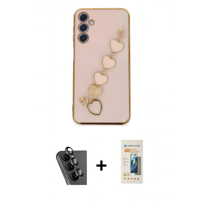 MARSİLYAN™- Galaxy A24 4G Kılıf Nova Işık Prime - Siyah 6D Mat Seramik Hayalet Nano Ekran Koruyucu + Valdez Metal Kamera Lens - SH