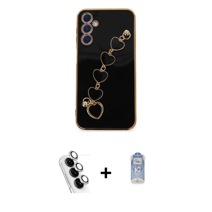 MARSİLYAN™- Galaxy A24 4G Kılıf Nova Işık Prime - Siyah Joko Magic 5D Cam + Valdez Metal Kamera Lens - GS