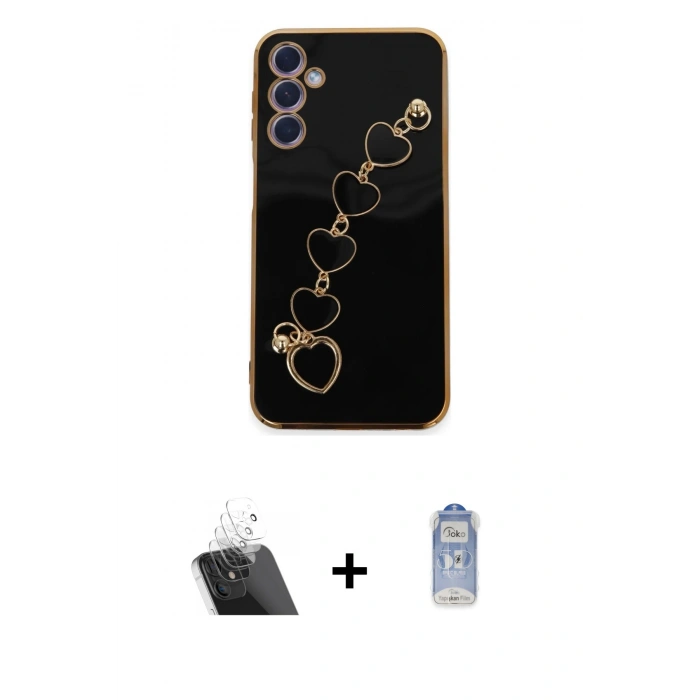 MARSİLYAN™- Galaxy A24 4G Kılıf Nova Işık Prime - Siyah Joko Magic 5D Cam + Kamera Lens Koruma Cam - SF