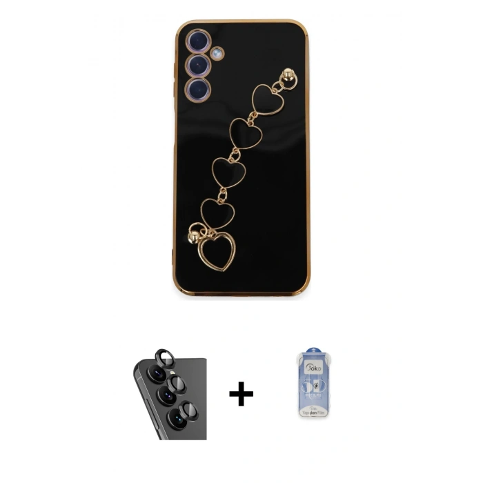 MARSİLYAN™- Galaxy A24 4G Kılıf Nova Işık Prime - Siyah Joko Magic 5D Cam + Valdez Metal Kamera Lens - SH