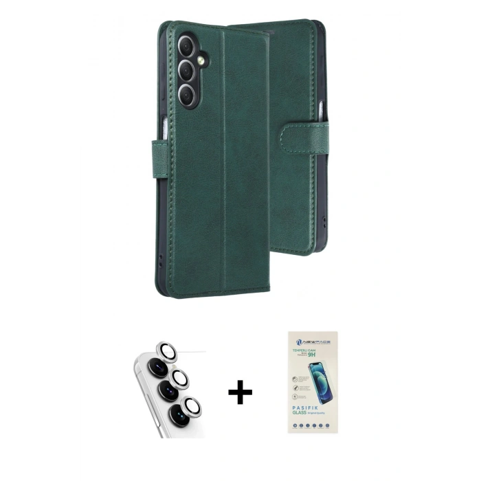 MARSİLYAN™- Galaxy A24 4G Kılıf Siluet Işık Serisi - Şeffaf Pasifik Cam Ekran Koruyucu + Valdez Metal Kamera Lens - GS
