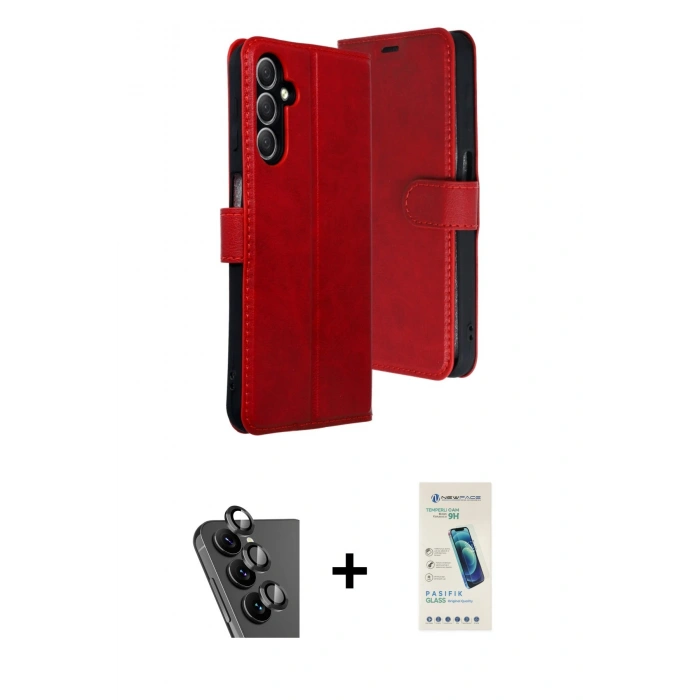 MARSİLYAN™- Galaxy A24 4G Kılıf Siluet Işık Serisi - Şeffaf Pasifik Cam Ekran Koruyucu + Valdez Metal Kamera Lens - SH