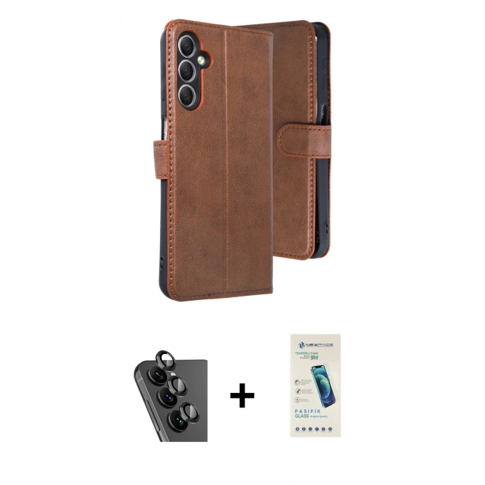 MARSİLYAN™- Galaxy A24 4G Kılıf Siluet Işık Serisi - Şeffaf Pasifik Cam Ekran Koruyucu + Valdez Metal Kamera Lens - SH