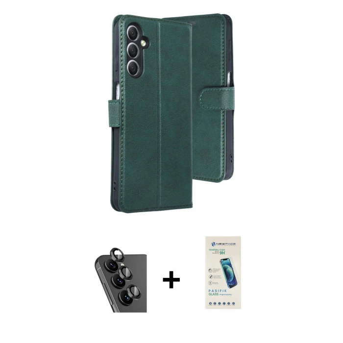MARSİLYAN™- Galaxy A24 4G Kılıf Siluet Işık Serisi - Şeffaf Pasifik Cam Ekran Koruyucu + Valdez Metal Kamera Lens - SH