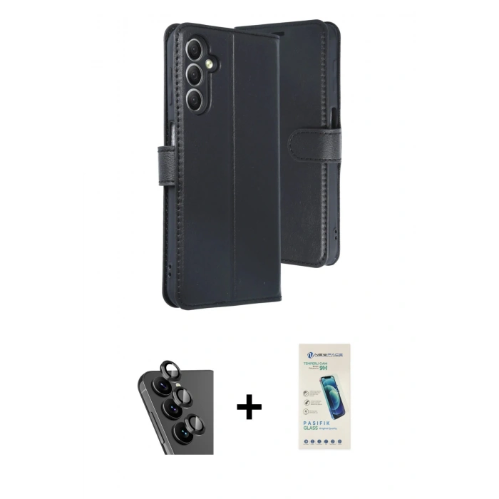 MARSİLYAN™- Galaxy A24 4G Kılıf Siluet Işık Serisi - Şeffaf Pasifik Cam Ekran Koruyucu + Valdez Metal Kamera Lens - SH