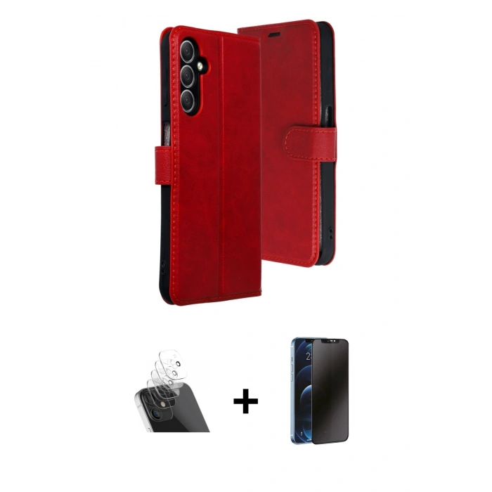 MARSİLYAN™- Galaxy A24 4G Kılıf Siluet Işık Serisi - Siyah 3D Antistatik Hayalet Cam Ekran Koruyucu + Kamera Lens Koruma Cam - SF