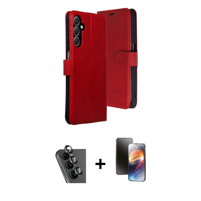 MARSİLYAN™- Galaxy A24 4G Kılıf Siluet Işık Serisi - Siyah 3D Antistatik Mat Seramik Nano Ekran Koruyucu + Valdez Metal Kamera Lens - SH