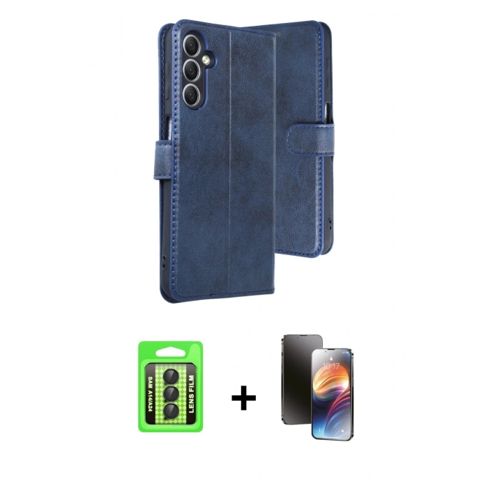 MARSİLYAN™- Galaxy A24 4G Kılıf Siluet Işık Serisi - Siyah 3D Antistatik Mat Seramik Nano Ekran Koruyucu + Raze Metal Kamera Lens - SH