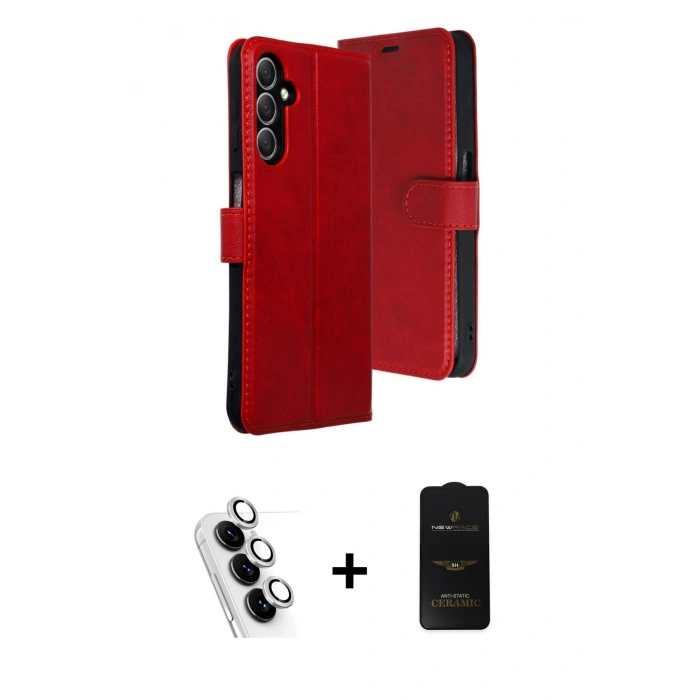 MARSİLYAN™- Galaxy A24 4G Kılıf Siluet Işık Serisi - Siyah 6D Antistatik Mat Seramik Hayalet Nano Ekran Koruyucu + Valdez Metal Kamera Lens - GS
