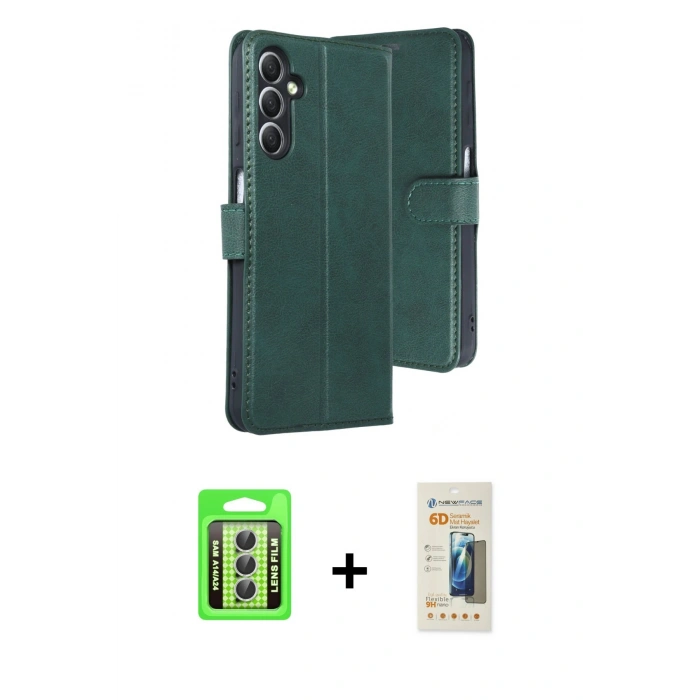 MARSİLYAN™- Galaxy A24 4G Kılıf Siluet Işık Serisi - Siyah 6D Mat Seramik Hayalet Nano Ekran Koruyucu + Raze Metal Kamera Lens - GS