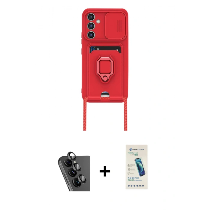 MARSİLYAN™- Galaxy A24 4G Kılıf Vadi Form Prime - Şeffaf Pasifik Cam Ekran Koruyucu + Valdez Metal Kamera Lens - SH