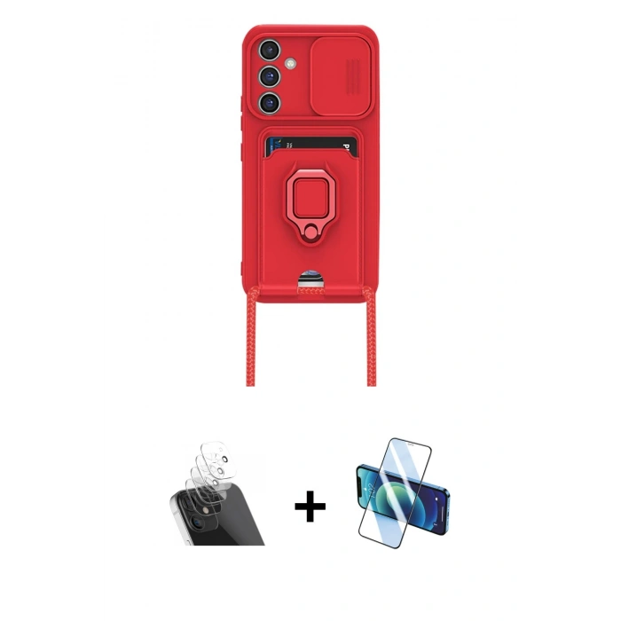 MARSİLYAN™- Galaxy A24 4G Kılıf Vadi Form Prime - Siyah 3D Antistatik Seramik Nano Ekran Koruyucu + Kamera Lens Koruma Cam - SF