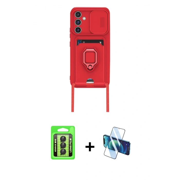 MARSİLYAN™- Galaxy A24 4G Kılıf Vadi Form Prime - Siyah 3D Antistatik Seramik Nano Ekran Koruyucu + Raze Metal Kamera Lens - SH