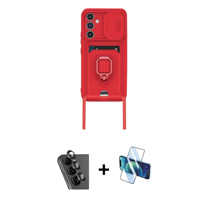 MARSİLYAN™- Galaxy A24 4G Kılıf Vadi Form Prime - Siyah 3D Antistatik Seramik Nano Ekran Koruyucu + Valdez Metal Kamera Lens - SH