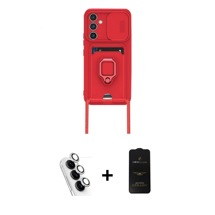 MARSİLYAN™- Galaxy A24 4G Kılıf Vadi Form Prime - Siyah 6D Antistatik Mat Seramik Hayalet Nano Ekran Koruyucu + Valdez Metal Kamera Lens - GS