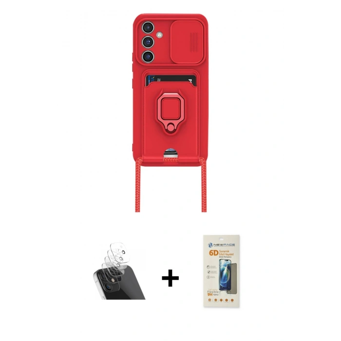 MARSİLYAN™- Galaxy A24 4G Kılıf Vadi Form Prime - Siyah 6D Mat Seramik Hayalet Nano Ekran Koruyucu + Kamera Lens Koruma Cam - SF