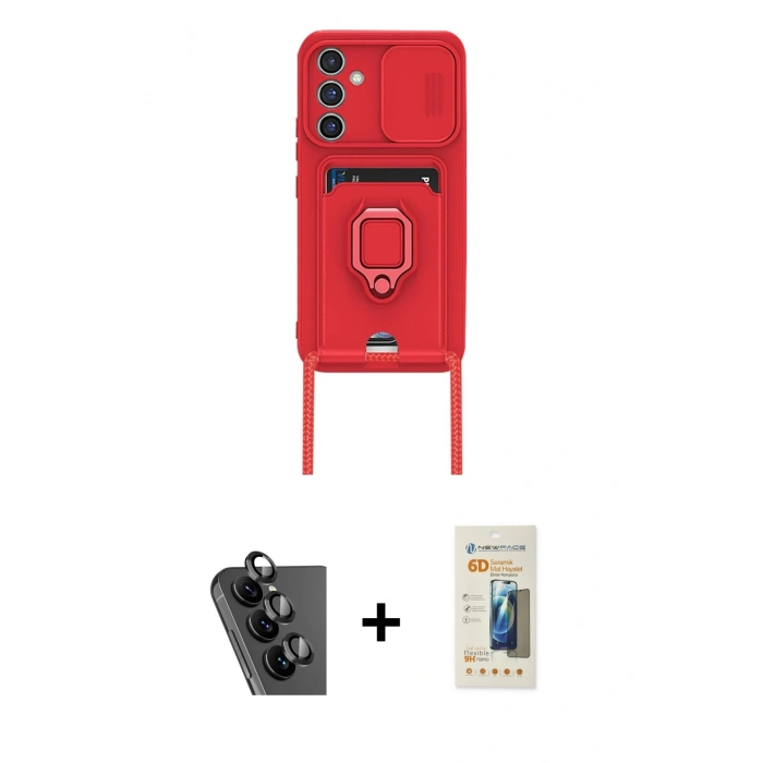MARSİLYAN™- Galaxy A24 4G Kılıf Vadi Form Prime - Siyah 6D Mat Seramik Hayalet Nano Ekran Koruyucu + Valdez Metal Kamera Lens - SH
