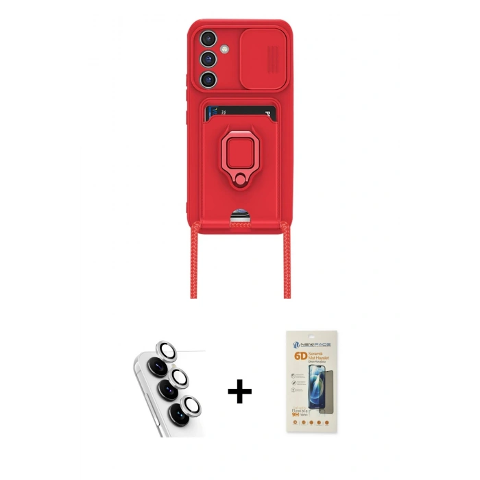 MARSİLYAN™- Galaxy A24 4G Kılıf Vadi Form Prime - Siyah 6D Mat Seramik Hayalet Nano Ekran Koruyucu + Valdez Metal Kamera Lens - GS