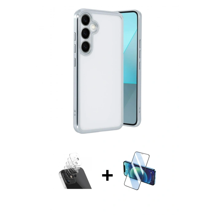 MARSİLYAN™- Galaxy A24 4G Kılıf Vadi Minimal - Siyah 3D Antistatik Seramik Nano Ekran Koruyucu + Kamera Lens Koruma Cam - SF