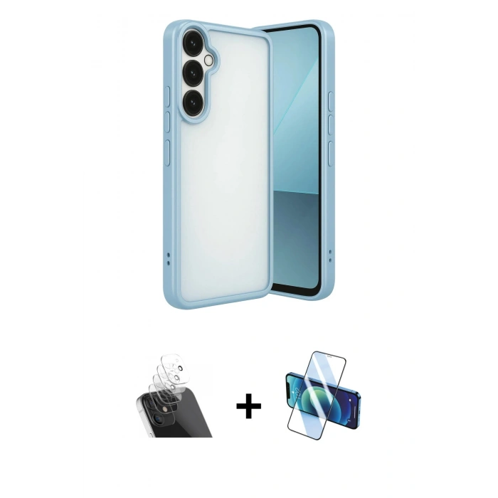 MARSİLYAN™- Galaxy A24 4G Kılıf Vadi Minimal - Siyah 3D Antistatik Seramik Nano Ekran Koruyucu + Kamera Lens Koruma Cam - SF