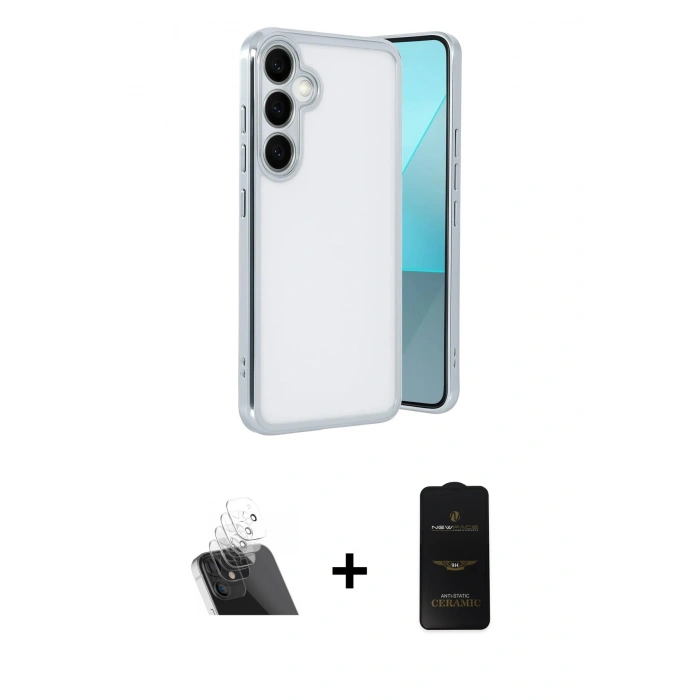 MARSİLYAN™- Galaxy A24 4G Kılıf Vadi Minimal - Siyah 6D Antistatik Mat Seramik Hayalet Nano Ekran Koruyucu + Kamera Lens Koruma Cam - SF