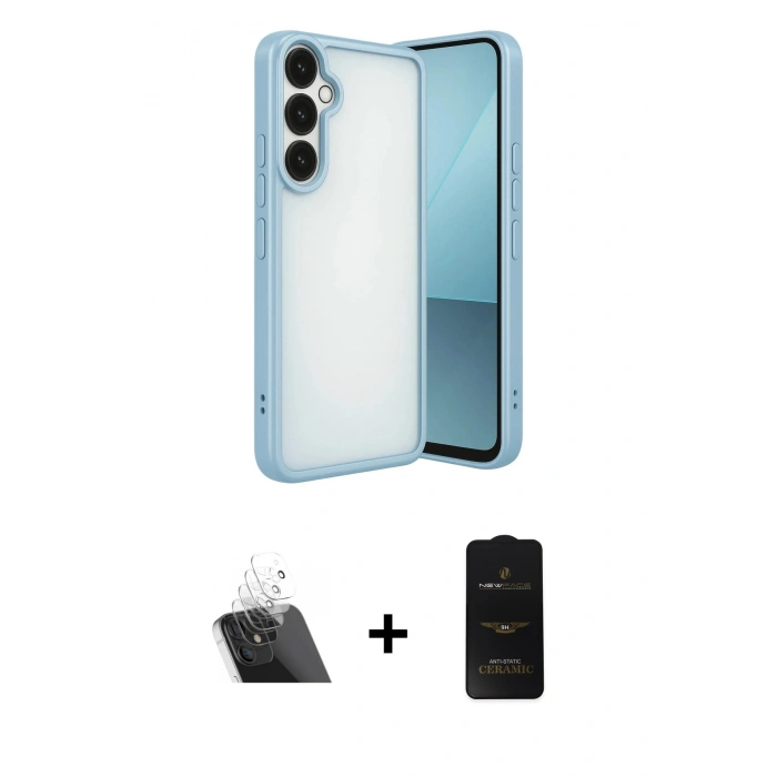MARSİLYAN™- Galaxy A24 4G Kılıf Vadi Minimal - Siyah 6D Antistatik Mat Seramik Hayalet Nano Ekran Koruyucu + Kamera Lens Koruma Cam - SF