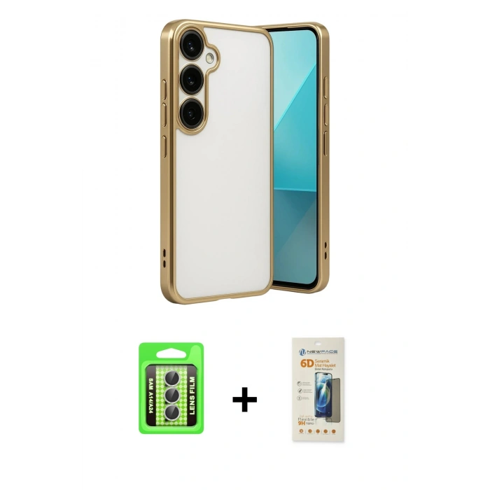 MARSİLYAN™- Galaxy A24 4G Kılıf Vadi Minimal - Siyah 6D Mat Seramik Hayalet Nano Ekran Koruyucu + Raze Metal Kamera Lens - GS