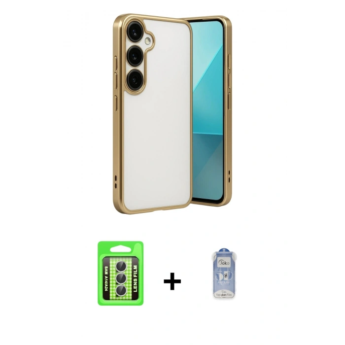 MARSİLYAN™- Galaxy A24 4G Kılıf Vadi Minimal - Siyah Joko Magic 5D Cam + Raze Metal Kamera Lens - GS