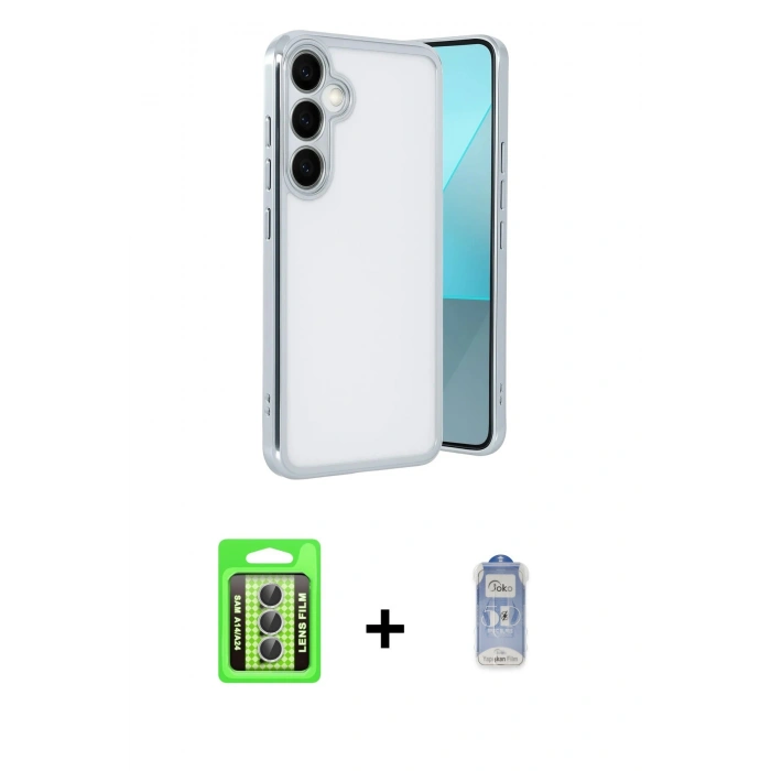 MARSİLYAN™- Galaxy A24 4G Kılıf Vadi Minimal - Siyah Joko Magic 5D Cam + Raze Metal Kamera Lens - GS