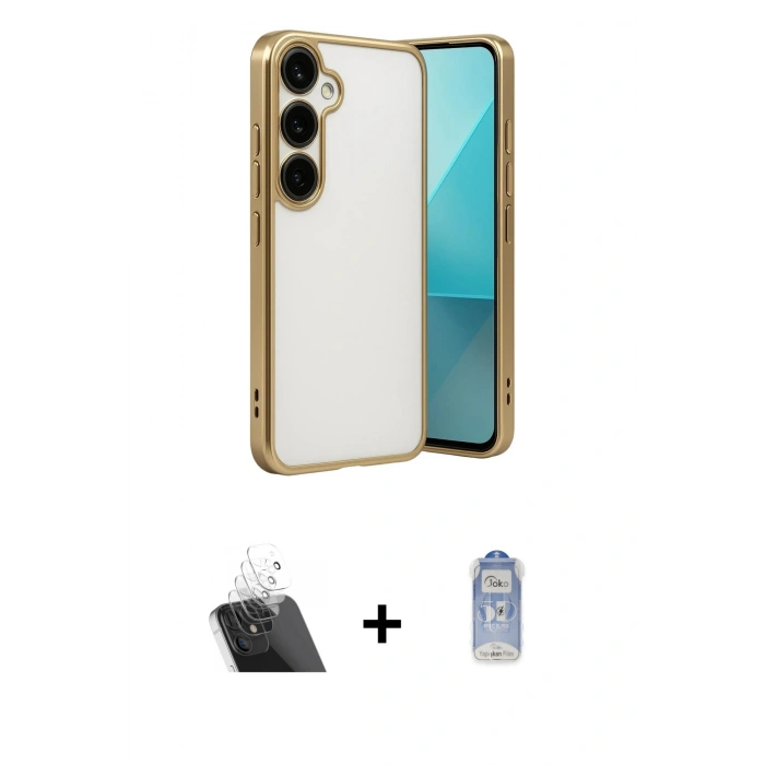 MARSİLYAN™- Galaxy A24 4G Kılıf Vadi Minimal - Siyah Joko Magic 5D Cam + Kamera Lens Koruma Cam - SF