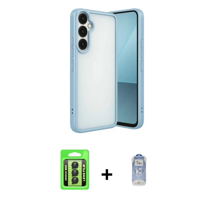 MARSİLYAN™- Galaxy A24 4G Kılıf Vadi Minimal - Siyah Joko Magic 5D Cam + Raze Metal Kamera Lens - SH
