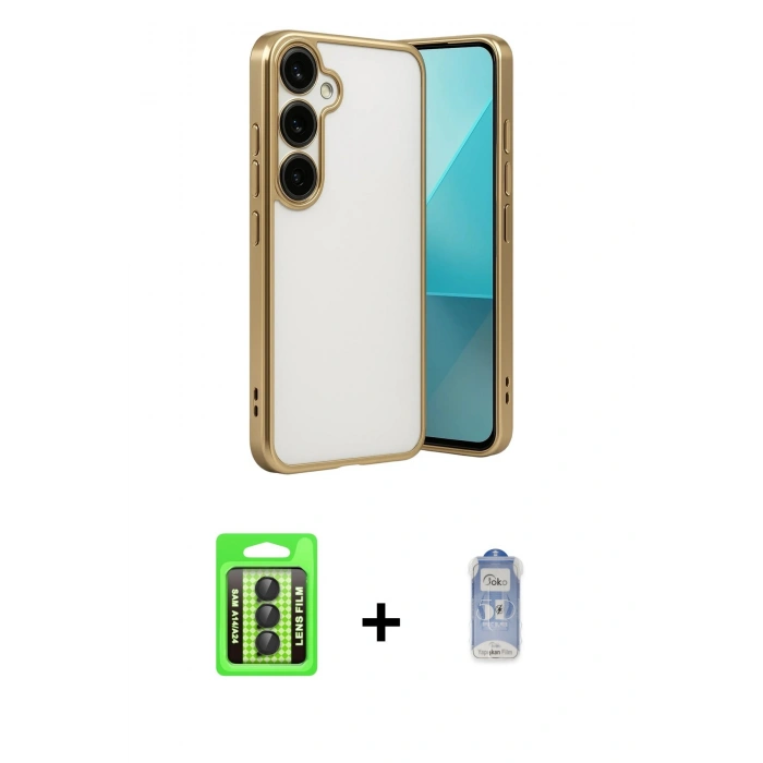 MARSİLYAN™- Galaxy A24 4G Kılıf Vadi Minimal - Siyah Joko Magic 5D Cam + Raze Metal Kamera Lens - SH