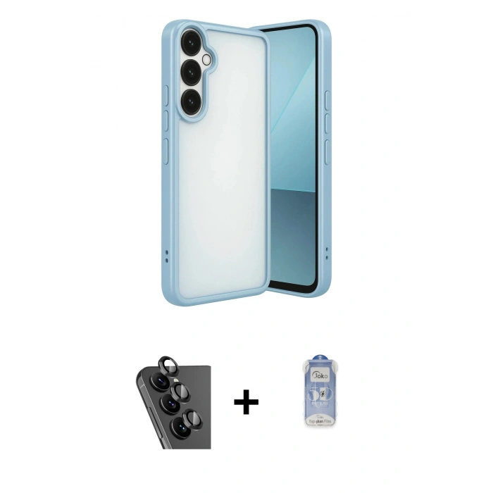 MARSİLYAN™- Galaxy A24 4G Kılıf Vadi Minimal - Siyah Joko Magic 5D Cam + Valdez Metal Kamera Lens - SH