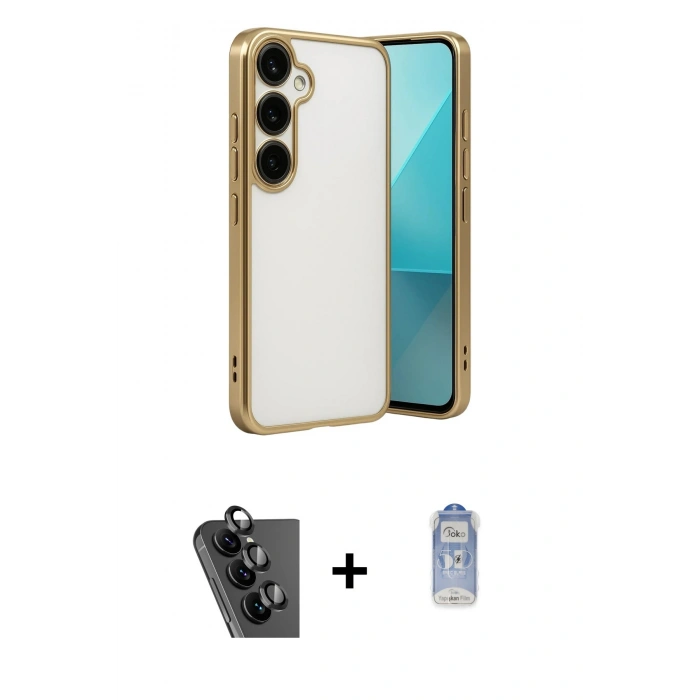 MARSİLYAN™- Galaxy A24 4G Kılıf Vadi Minimal - Siyah Joko Magic 5D Cam + Valdez Metal Kamera Lens - SH