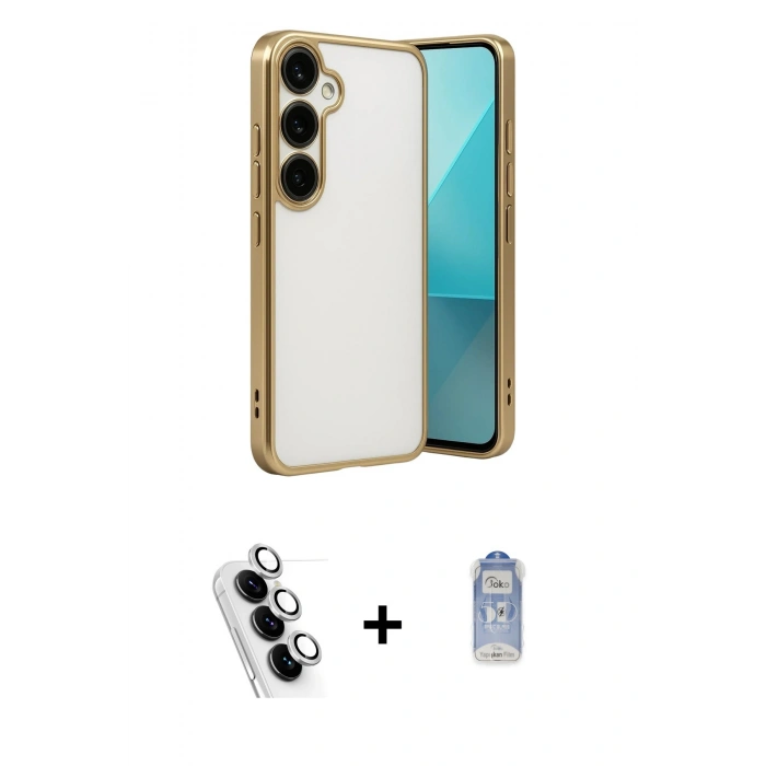 MARSİLYAN™- Galaxy A24 4G Kılıf Vadi Minimal - Siyah Joko Magic 5D Cam + Valdez Metal Kamera Lens - GS