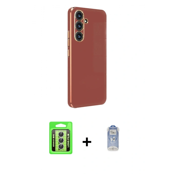 MARSİLYAN™- Galaxy A24 4G Kılıf Yankı Serisi - Siyah Joko Magic 5D Cam + Raze Metal Kamera Lens - GS